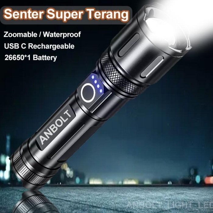 TERBARU Anbolt Senter Led Super Teng Jak Jauh Anti Air Senter Led 90000 BISA GRAB