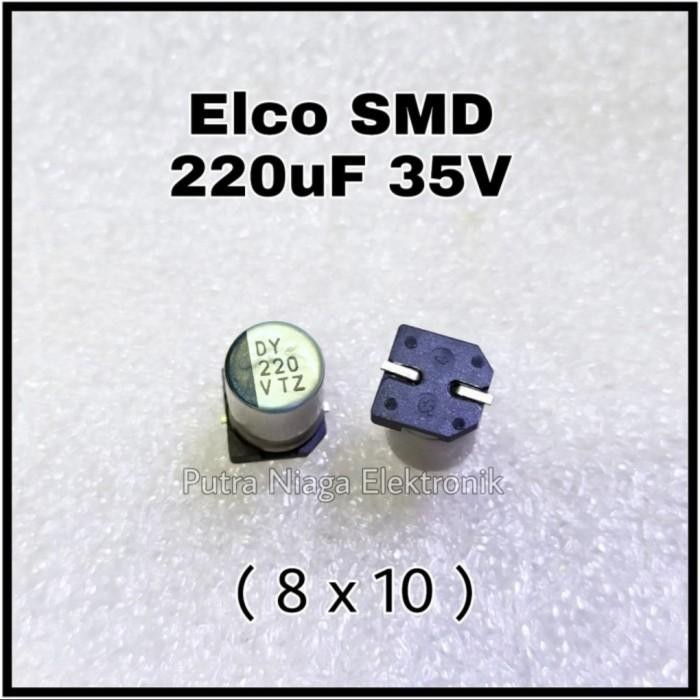 Elco SMD 220uF 35V Alumunium 220 uF 35Volt Aluminum Kapasitor 8x10 mm Import Premium