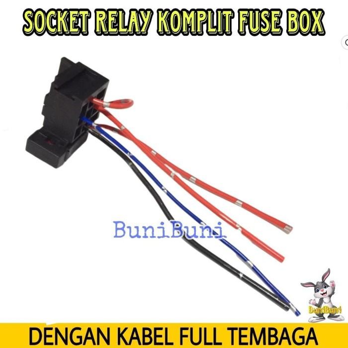 SOCKET RELAY KOMPLIT SEKRING - Rumah Soket Relay Gandeng Kaki 4 Komplit Fuse Box Dengan Kabel Bintik