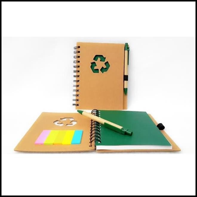 

Buku Notes + Post It Warna + Pulpen Memo Recycle Go Green Souvenir H03
