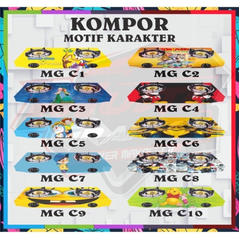 Stiker Kompor 2 Mata Motif Kartun Varian Sticker Kompor   stiker
