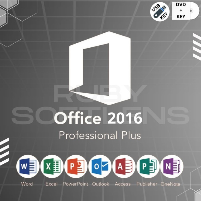 MS Office 2016 Professional Plus Key DVD/USB