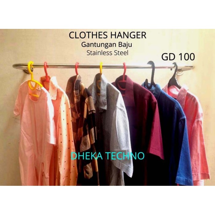 TERBARU Gantungan Baju Dinding Stainless Steel GD 100 (100cm) - Tipe Gawang PROMO