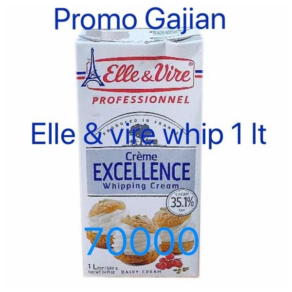 

BERGARANSI Elle Vire Whipping Cream 1 lt / elle & vire elle&vire krim kental Kode 214