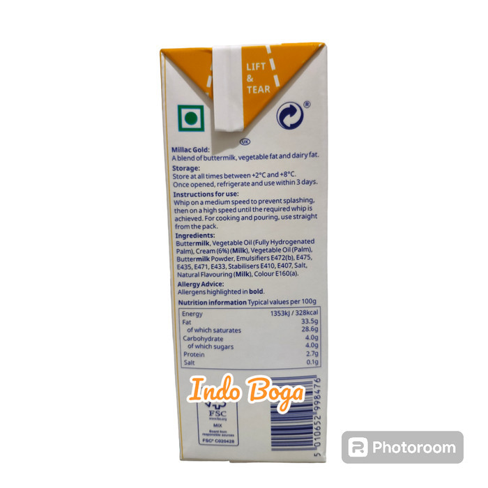 

PROMO millac gold whipping cream 1 liter Kode 752