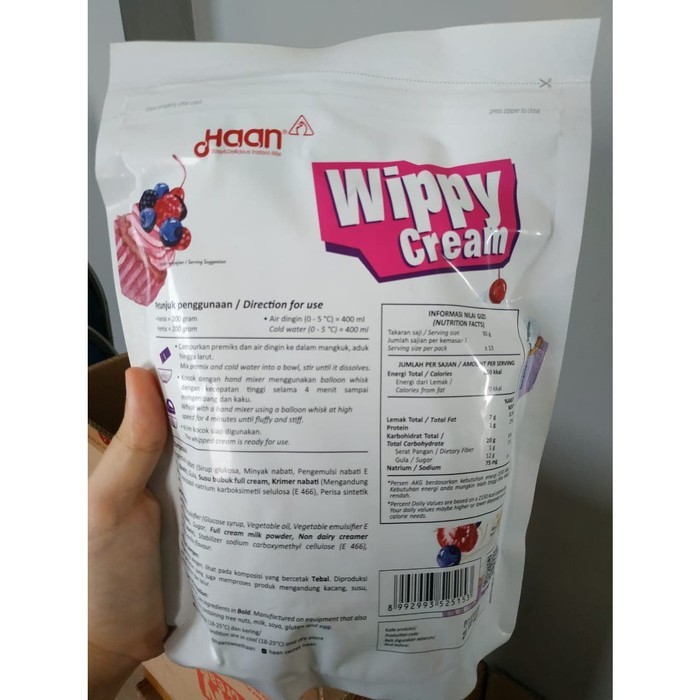 

BERMUTU Wippy Cream / Whip Cream bubuk instant merk Haan 200g Kode 1330