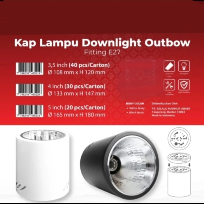 PROMO downlight outbow lampu knopi outdoor teras plafon ceiling lamp e27