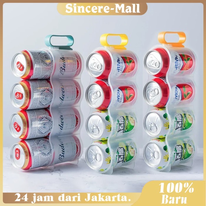 Tempat Minuman Kaleng Di Kulkas Rak Minuman Kaleng 4 Slot Wadah Minuman Kaleng Dengan Pegangan