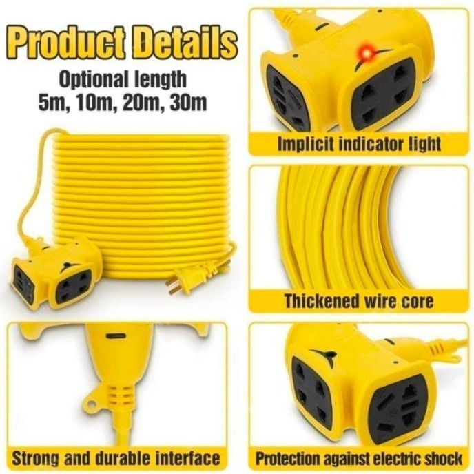 

KABEL SAMBUNGAN MULTI FUNGSI /COLOKAN KABEL LISTRIK /KABEL KERJA BENGKEL PANJANG KABEL 5/10/20METER SIAP KIRIM