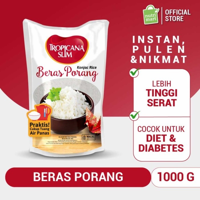 

Tropicana Slim Beras Porang Instan 1000gr/ 1 Kg Konjac Rice 1 Kilogram