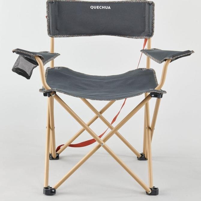 QUECHUA Camping Kursi Lipat Kemah Dewasa Ukuran Besar XL - Grey