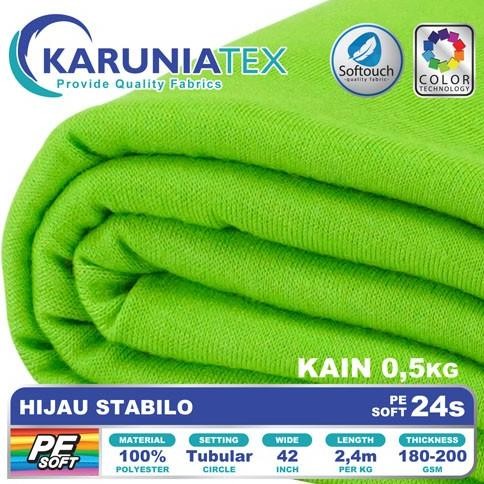 Ready Kain Kaos PE Soft 24s Kiloan | Hijau Stabilo | Karunia Textile