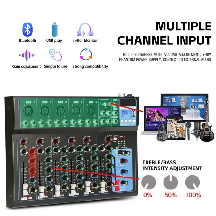 Mixer Audio Profesional Mg07Bt 7 Channel Mixer Audio Mg07Bt