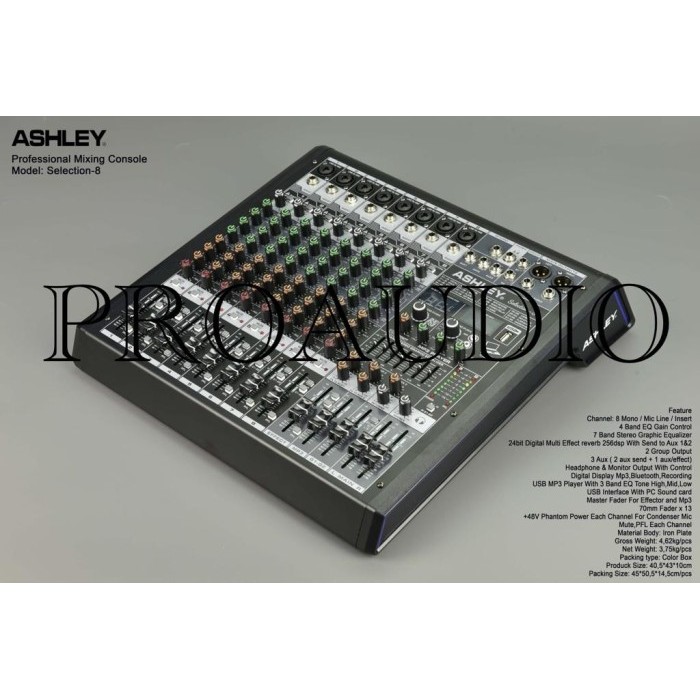 Mixer Audio Ashley Selection8 / Selection 8 8Ch Usb-Bluetooth Original
