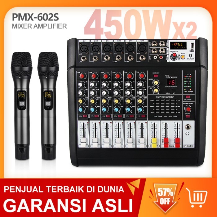 Pmx602D/Pmx602S Audio Profesional 6 Saluran Mixer Penguatbawaan 450Wat