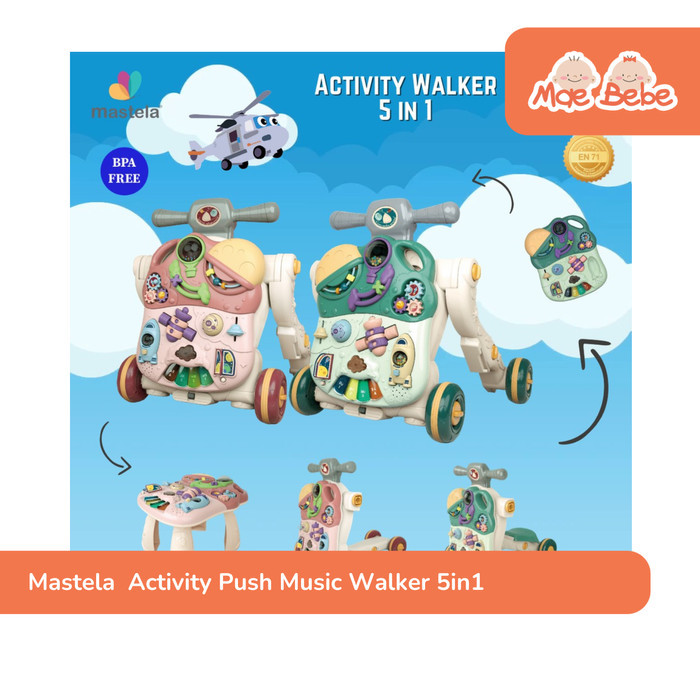 Mastela Baby Walker 5 In 1 Activity Push Walker 9851 Bermutu