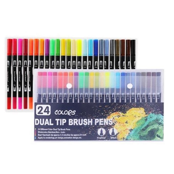 

DUAL TIP BRUSH PEN ART MAKER Set 24 Color the best