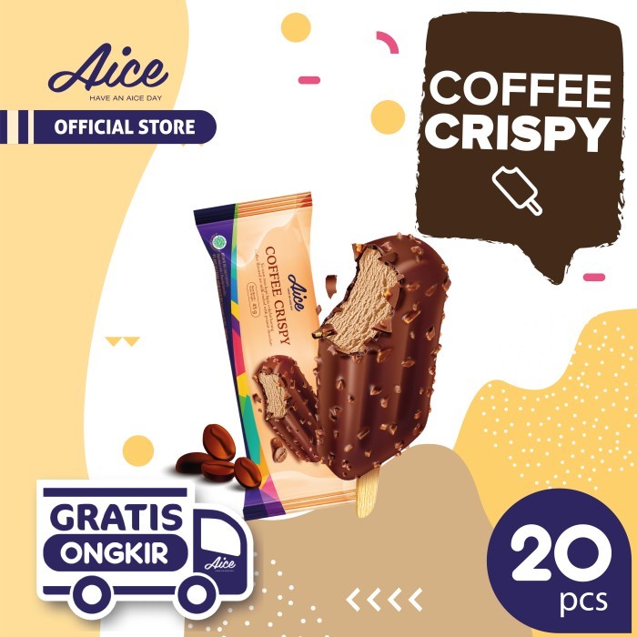 Paket Aice Ice Cream Coffee Crispy Es Krim (isi 20 pcs) Eskrim Kopi BOOM SALE