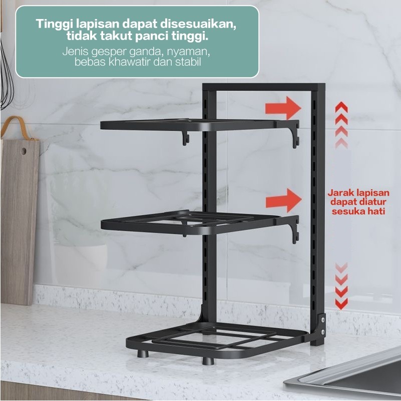 Promo Damaindah Rak Susun Bawah Wastafel Rak Tingkat Dan Beroda Rak Penyimpanan Adjustable Peralatan