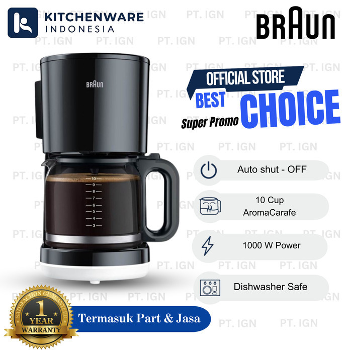 PROMO! Braun KF1100.BK Coffee Maker - Mesin Pembuat Kopi KF 1100 Black