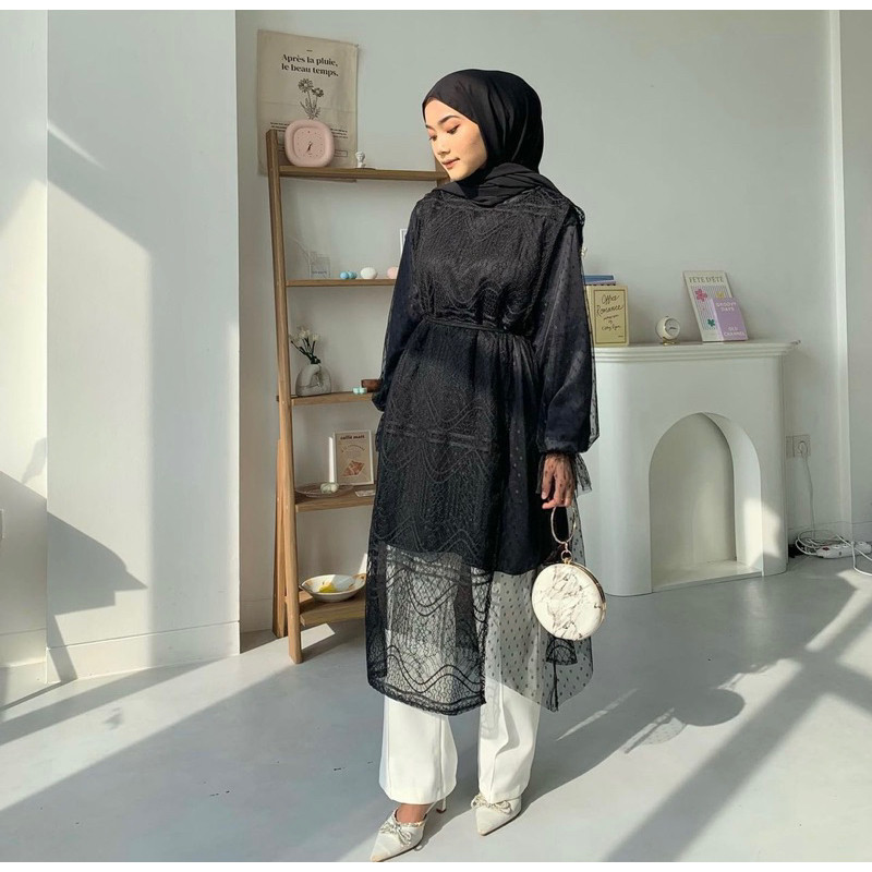 PROMO RAMADHAN Seyhaofficial - Hava Outer Tunik Brukat Outer Tile dot Kondangan Baju Kondangan Outer