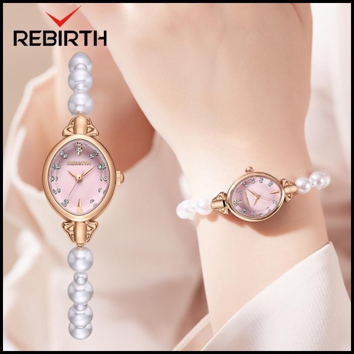Rebirth Jam Tangan Wanita Anti Air Original Analog Elegan Anak Perempuan Korean Style Kecil Mutiara 