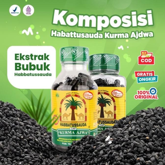 

Baru Habbatussauda Kapsul Habatusauda Cap Kurma Ajwa Isi 120 Dan 210 Kapsul