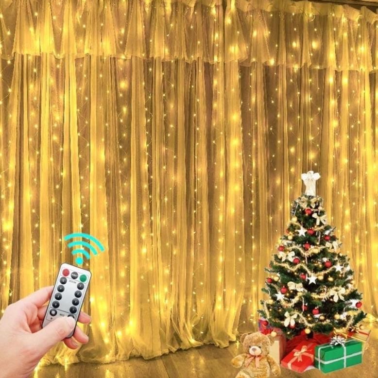 miasu lampu natal tirai panjang 3 x 3 meter led tumblr lht tirai 3x3