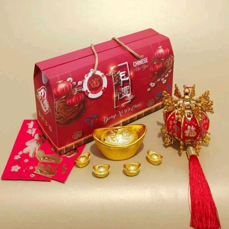 

BR - 5pc box hampers imlek ukr 3 toples jar/ gable box imlek/ kotak imlek i03Ts TERLARIS