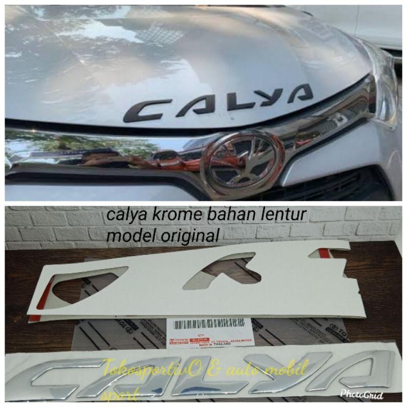 Logo Emblem Tulisan Huruf Kap Mesin Depan Krom Toyota Calya Bahan Lentur Krom Model Ori
