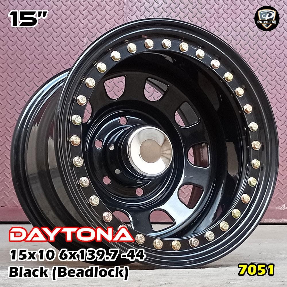 Velg Mobil Offroad Daytona Beadlock Black Ring 15 Lebar 10 Baut Pcd 6X139.7 Offset -44 (7051)