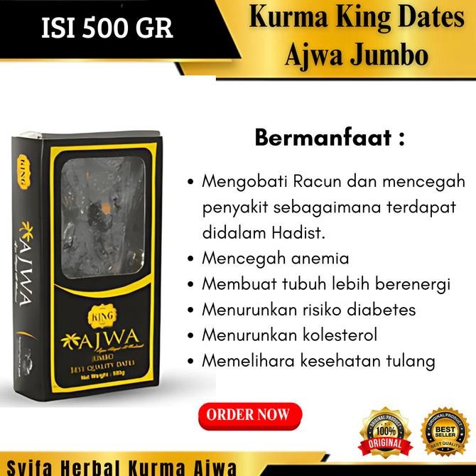 

Baru Kurma Dates King Ajwa 500Gr | King Ajwa Al Madinah | King Ajwa 500Gr