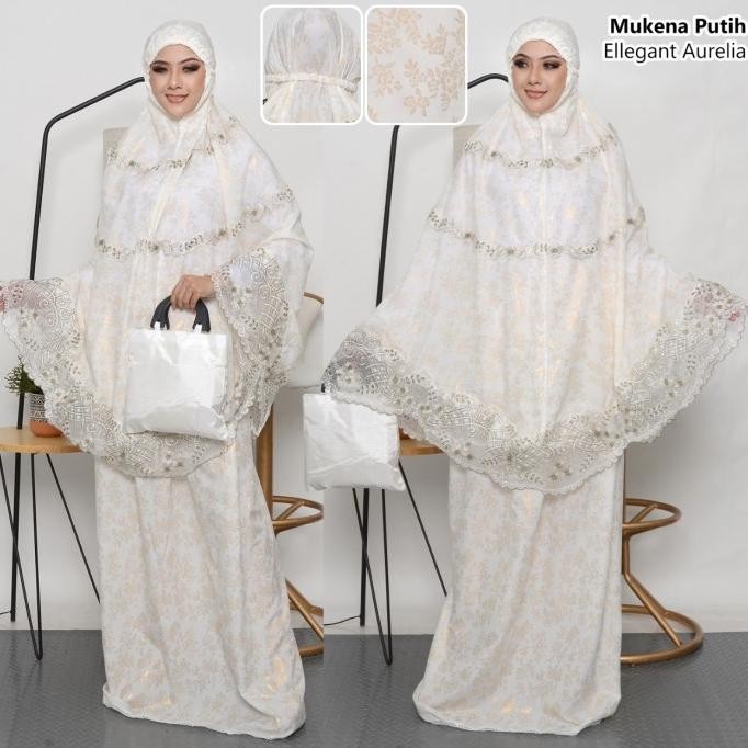 Mukena Renda Putih Cantik Elegant mewah harga grosir
