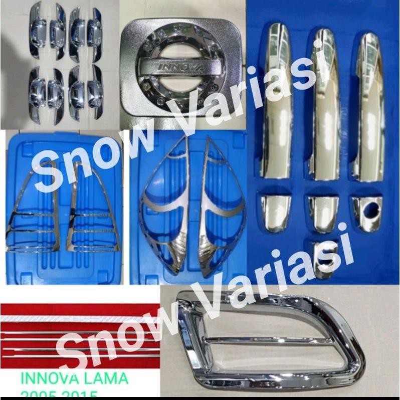 Paket Garnish Depan Belakang Handle Outer Tank Cover List Lis Kaca Ring Foglamp Innova Lama 2004 200
