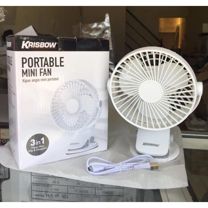 Fakhirishope Portable Clip Fan / Emergency Fan Krisbow - Kipas Angin Mini Dgn Clip