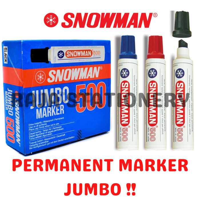 

Snowman Permanent Marker Jumbo Spidol Permanen Besar J-500 [12Pcs]