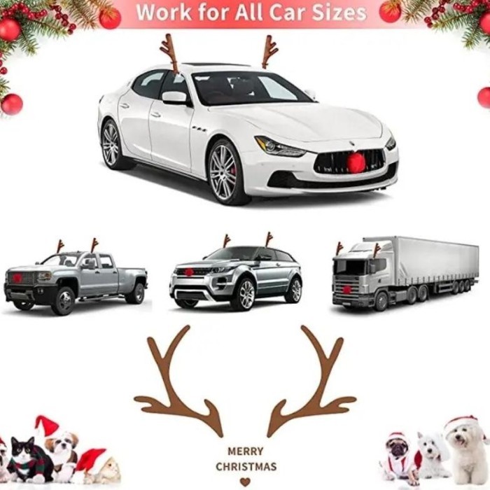PROMO Promo 3 pcs Car Reindeer Christmas Tanduk Rusa Mobil Dekorasi Natal Hiasan Tanduk Rusa