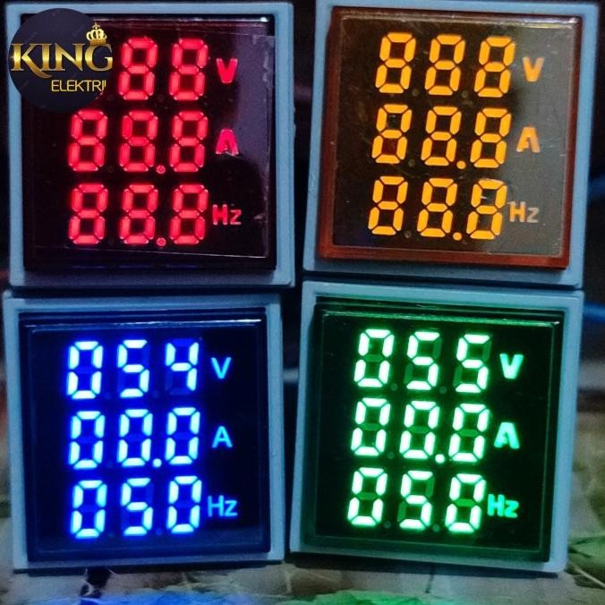 Promo Pilot lamp lampu indikator panel voltmeter amperemeter volt ampere hz meter V+A+HZ COD