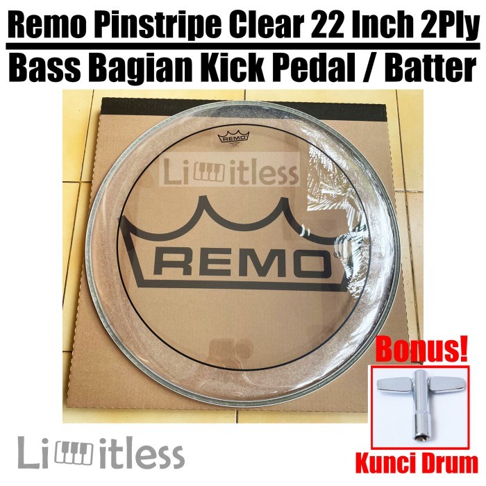 HOT SALE Head Drum Remo Pinstripe Clear 22 Inch Bass Bagian Kick Pedal / Batter