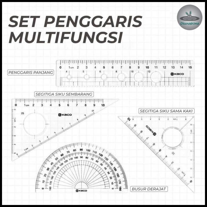 

4 Pcs Ruler Set Penggaris Multifungsi 4 Buah