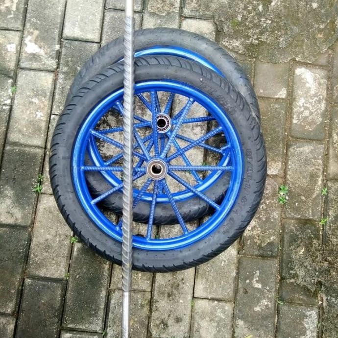 roda gerobak velg motor 14 inchi + (besi as)