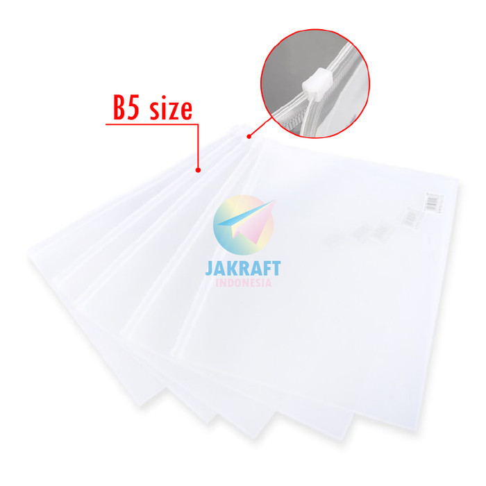 

Document Bag Zipper Joyko Dcb-50 B5 Putih Semi Clear Transparan Buku Tulis Boxi Maxi Campus Binder