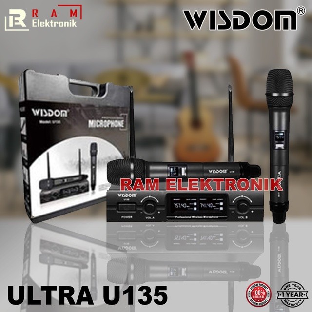 Mic Wireless WISDOM U135 / U-135 Dual 2 Handle Free Koper ORIGINAL