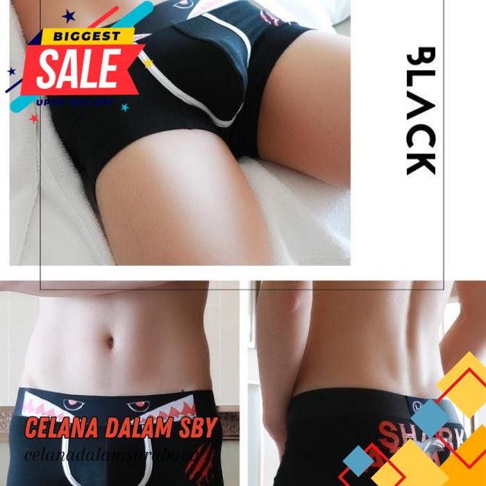CELANA DALAM BOXER MEN BOXER TRUNK PRIA CELANA DALAM BOXER PRIA MOTIF HIU BLACK CK PRODUK TERBAIK