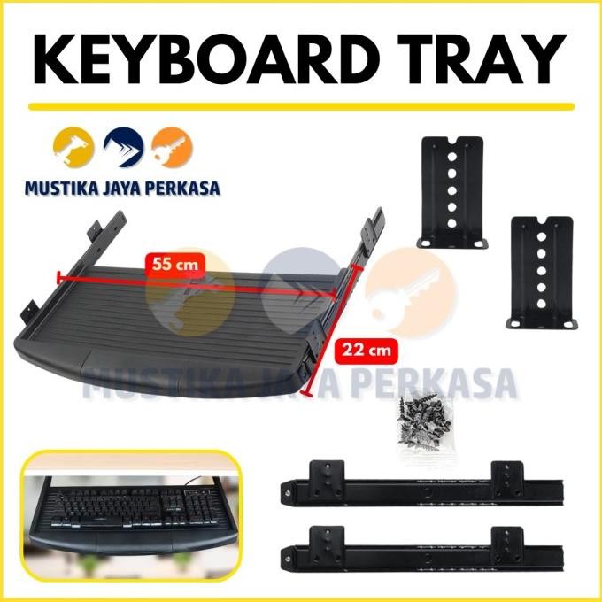 Keyboard Tray Rel Hitam Plastik / Tatakan Keyboard Komputer Laci Keyboard