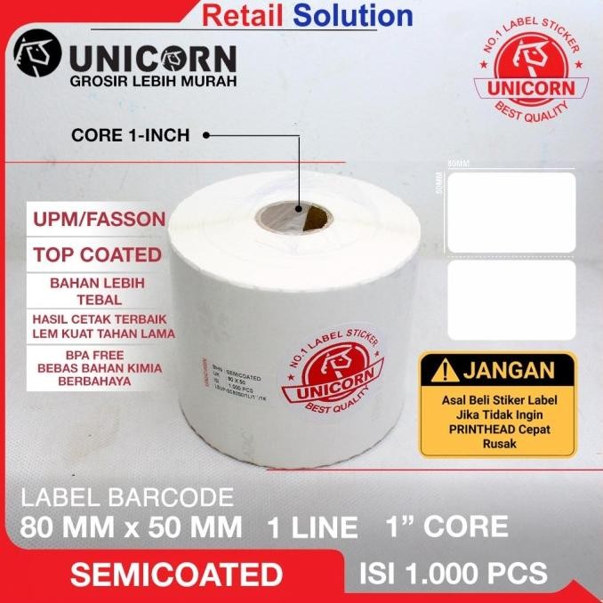 

Sale Stiker Label Barcode Semicoat 80X50 Mm / 80 X 50 Mm / 80X50Mm / 8X5 Cm