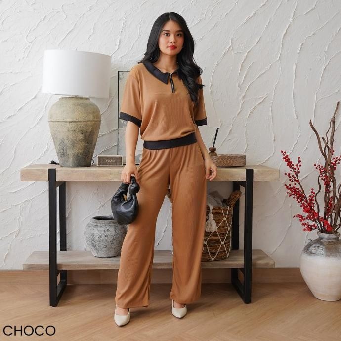 JH Seily Knit Set Baju Setelan Rajut Celana Panjang Wanita Big Size Jumbo