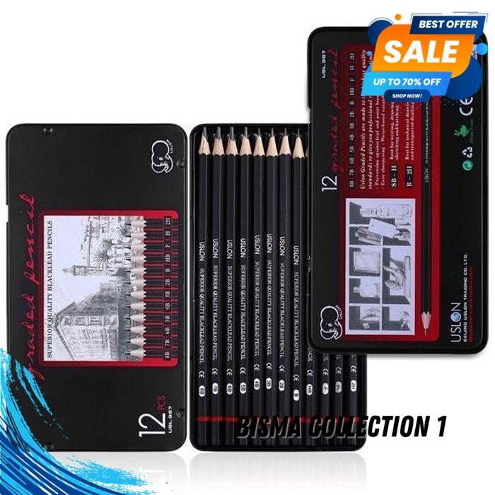 

SUPERIOR BLACKLEAD PENCILS 12PCS FREE CASE SET PENSIL SKETSA DRAWING BY BISMACOLLECTION1 !!