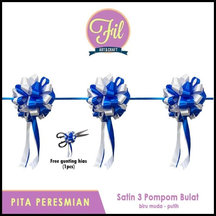 

BEST DEAL PITA PERESMIAN / GUNTING PITA / PITA OPENING / PITA SATIN BULAT BIRU MUDA PUTIH !!