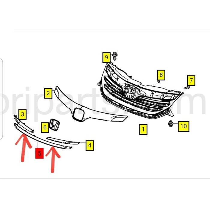 List Chrome Grill Depan Honda Freed 2012 2013 2014 Original